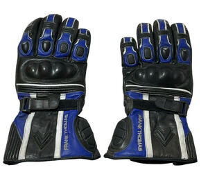 Frank Thomas Black w/Purple Trim Leather Motorcycle Gloves Knuckle Armor Men XL